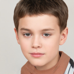 Neutral white child male with short  brown hair and brown eyes