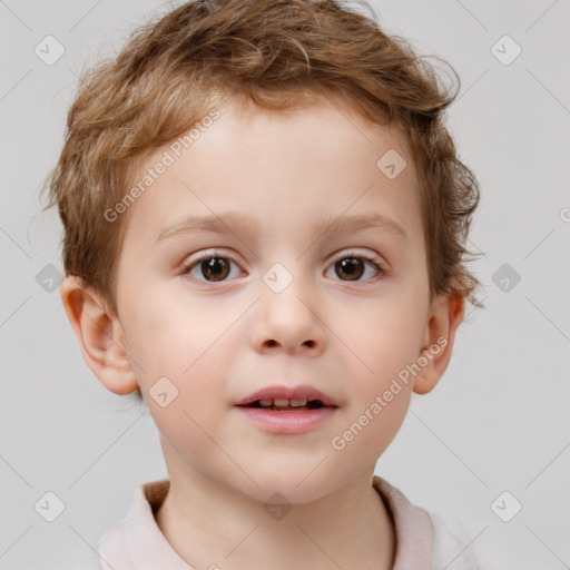 Neutral white child male with short  brown hair and brown eyes