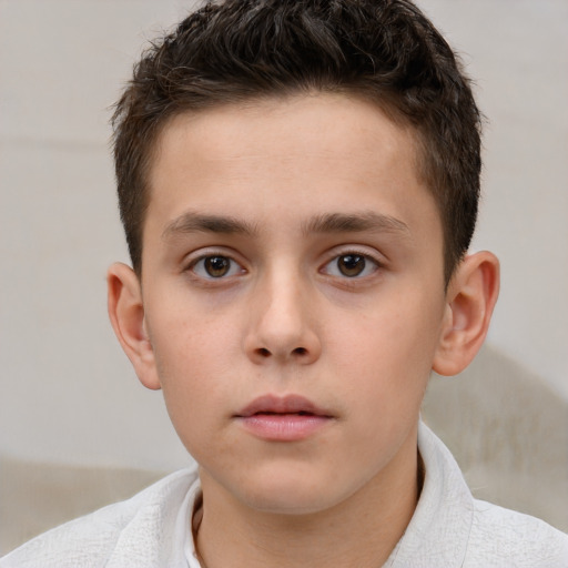 Neutral white child male with short  brown hair and brown eyes