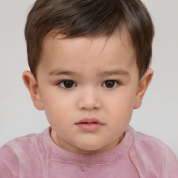 Neutral white child male with short  brown hair and brown eyes