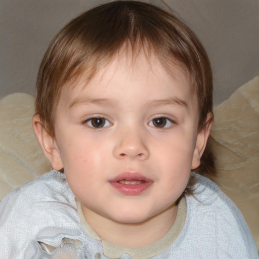 Neutral white child male with medium  brown hair and brown eyes