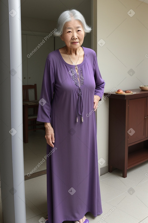 Korean elderly female with  gray hair