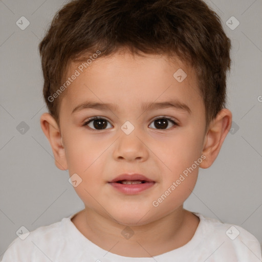 Neutral white child male with short  brown hair and brown eyes