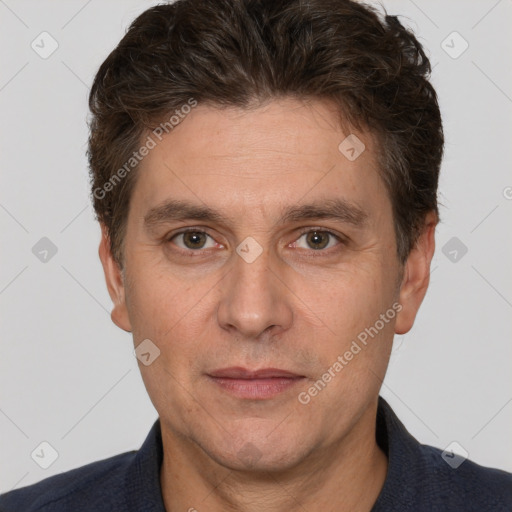 Neutral white adult male with short  brown hair and brown eyes