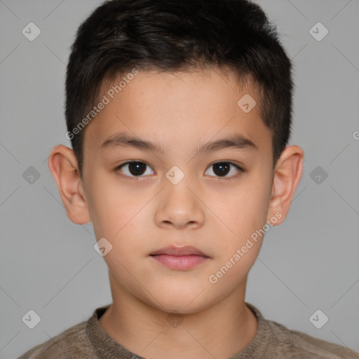 Neutral white child male with short  brown hair and brown eyes