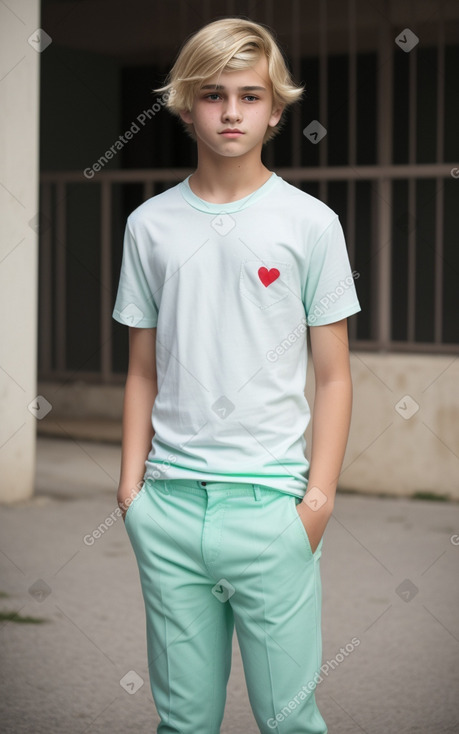 Romanian teenager boy with  blonde hair