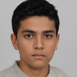 Neutral asian young-adult male with short  brown hair and brown eyes