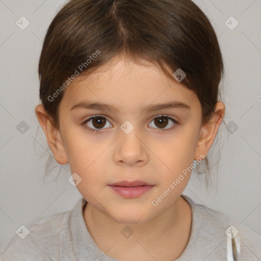 Neutral white child female with medium  brown hair and brown eyes