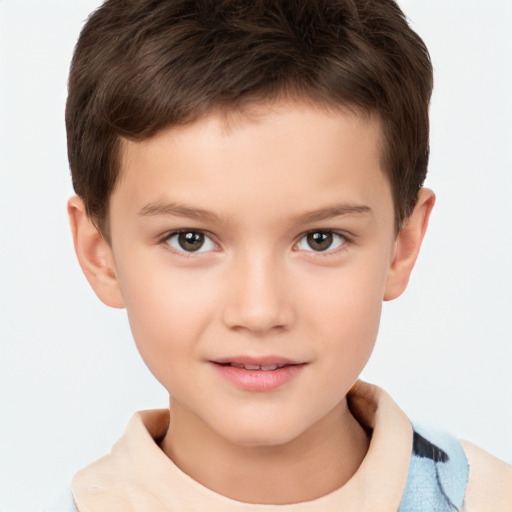 Neutral white child male with short  brown hair and brown eyes