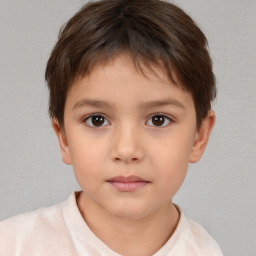 Neutral white child female with short  brown hair and brown eyes