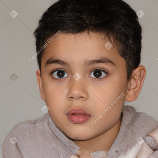 Neutral white child male with short  brown hair and brown eyes