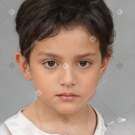 Neutral white child male with short  brown hair and brown eyes