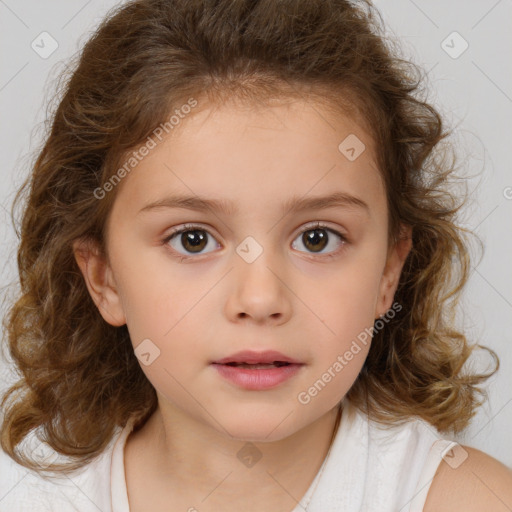 Neutral white child female with medium  brown hair and brown eyes