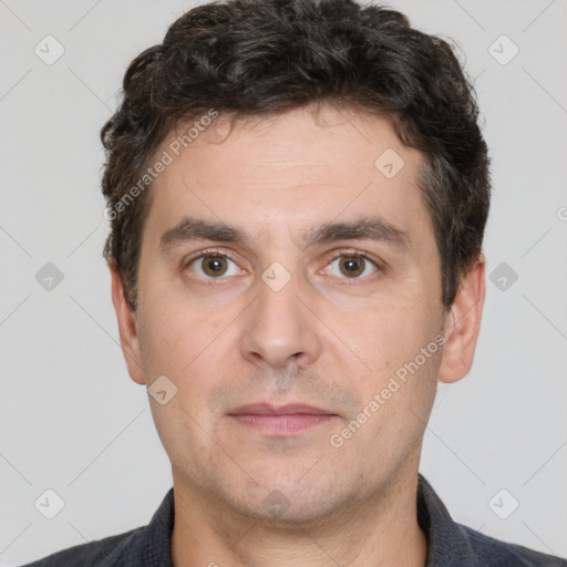 Neutral white adult male with short  brown hair and brown eyes