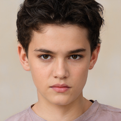 Neutral white child male with short  brown hair and brown eyes