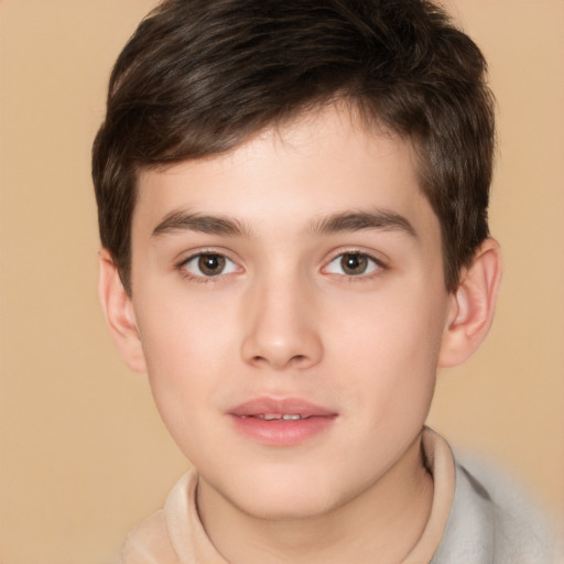 Neutral white child male with short  brown hair and brown eyes