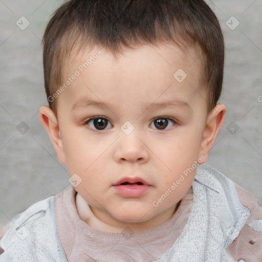 Neutral white child male with short  brown hair and brown eyes