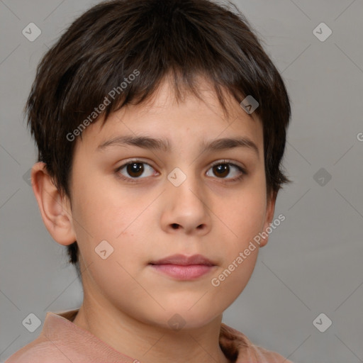 Neutral white child female with short  brown hair and brown eyes