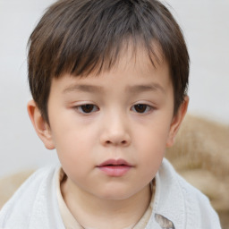 Neutral white child female with short  brown hair and brown eyes