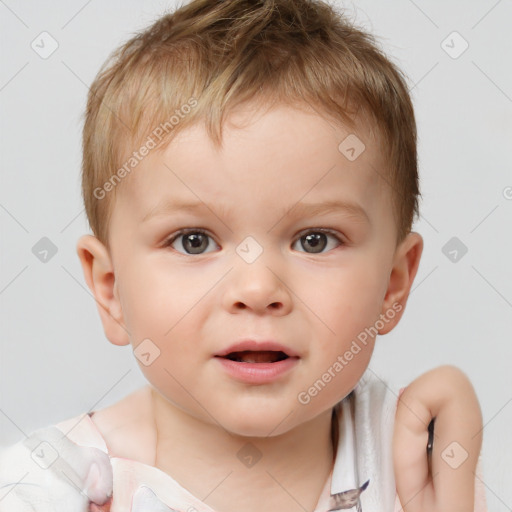 Neutral white child male with short  brown hair and brown eyes