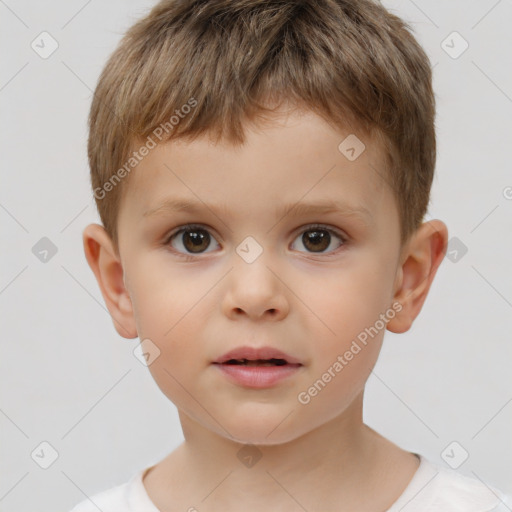 Neutral white child male with short  brown hair and brown eyes