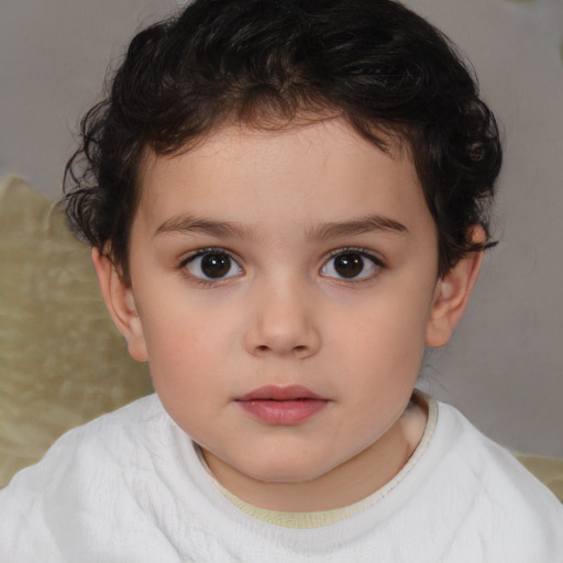 Neutral white child female with short  brown hair and brown eyes