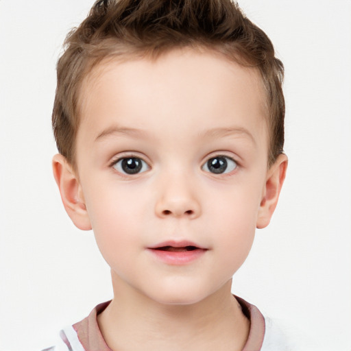 Neutral white child male with short  brown hair and brown eyes