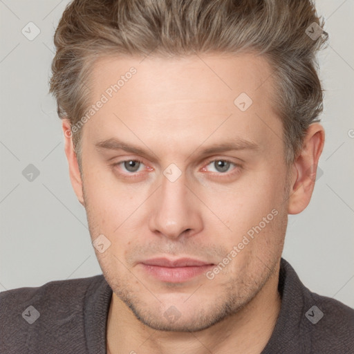 Neutral white adult male with short  brown hair and brown eyes