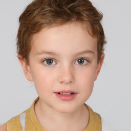 Neutral white child female with short  brown hair and brown eyes