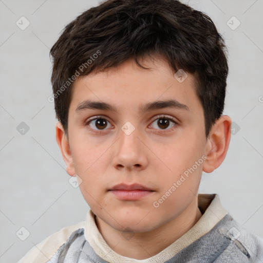 Neutral white child male with short  brown hair and brown eyes