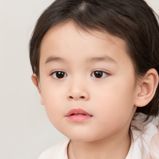 Neutral white child female with medium  brown hair and brown eyes