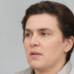 Neutral white adult male with short  brown hair and brown eyes