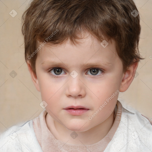 Neutral white child male with short  brown hair and brown eyes