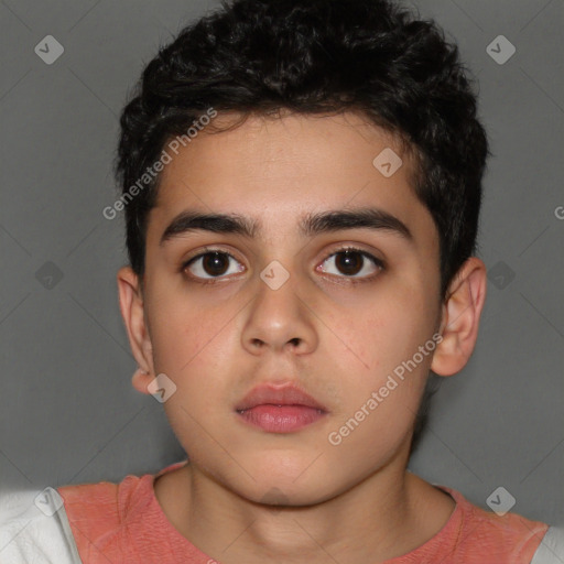 Neutral asian child male with short  brown hair and brown eyes