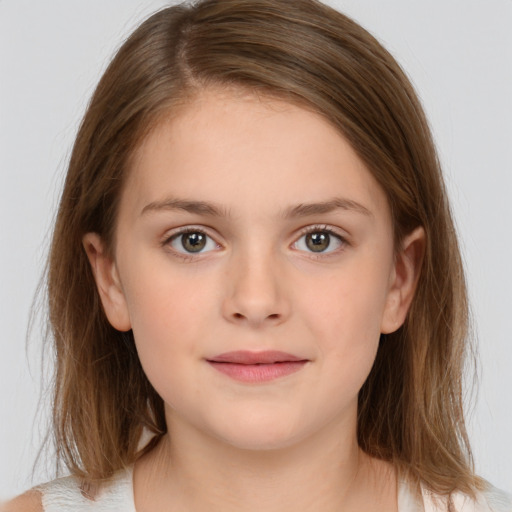 Neutral white child female with medium  brown hair and brown eyes