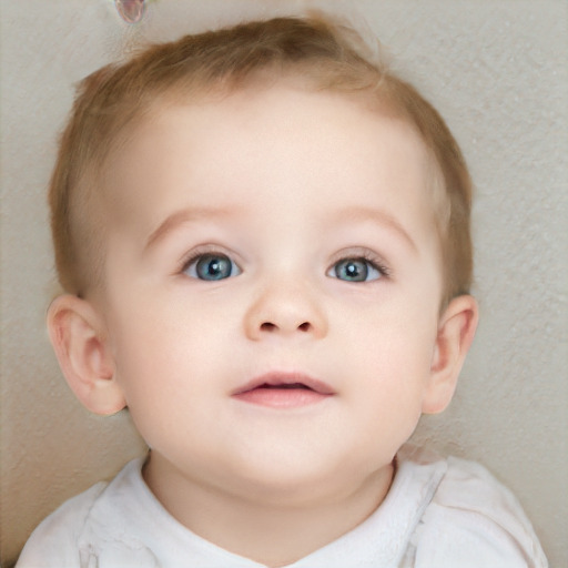 Neutral white child female with short  brown hair and blue eyes