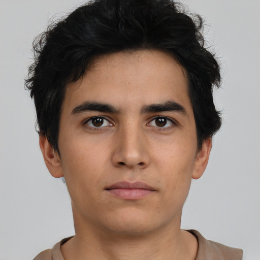 Neutral asian young-adult male with short  brown hair and brown eyes