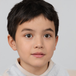 Neutral white child male with short  brown hair and brown eyes