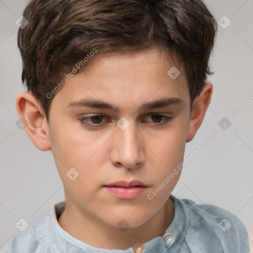 Neutral white child male with short  brown hair and brown eyes