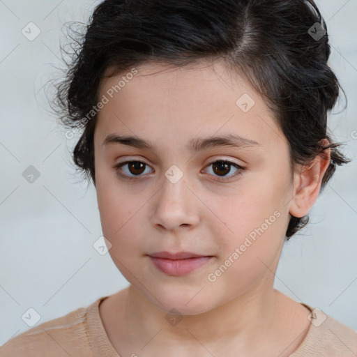 Neutral white child female with medium  brown hair and brown eyes