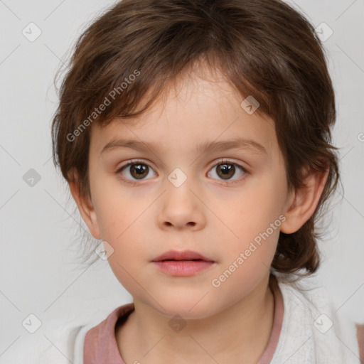 Neutral white child female with medium  brown hair and brown eyes