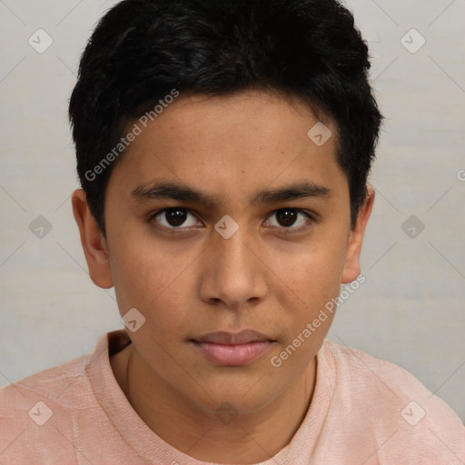 Neutral asian young-adult male with short  brown hair and brown eyes