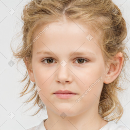 Neutral white child female with medium  brown hair and brown eyes