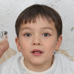 Neutral white child female with short  brown hair and brown eyes