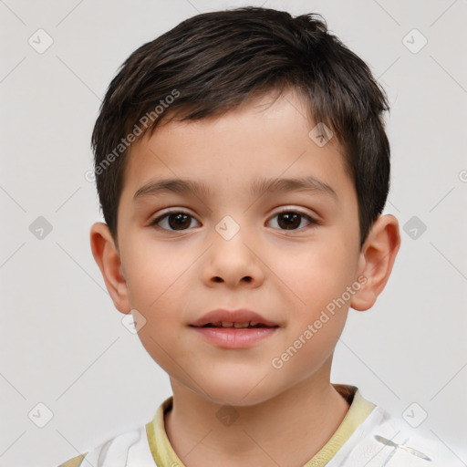 Neutral white child male with short  brown hair and brown eyes