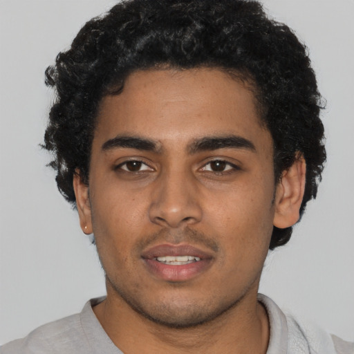 Neutral black young-adult male with short  brown hair and brown eyes