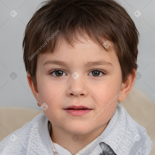 Neutral white child male with short  brown hair and brown eyes