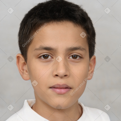 Neutral white child male with short  brown hair and brown eyes