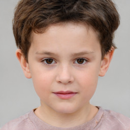 Neutral white child male with short  brown hair and brown eyes