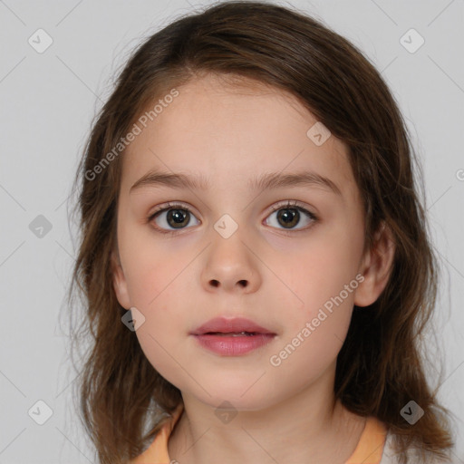 Neutral white child female with medium  brown hair and brown eyes